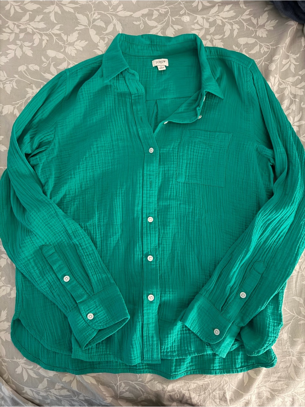 J. Crew Teal Green Long-Sleeve Button-Down Shirt